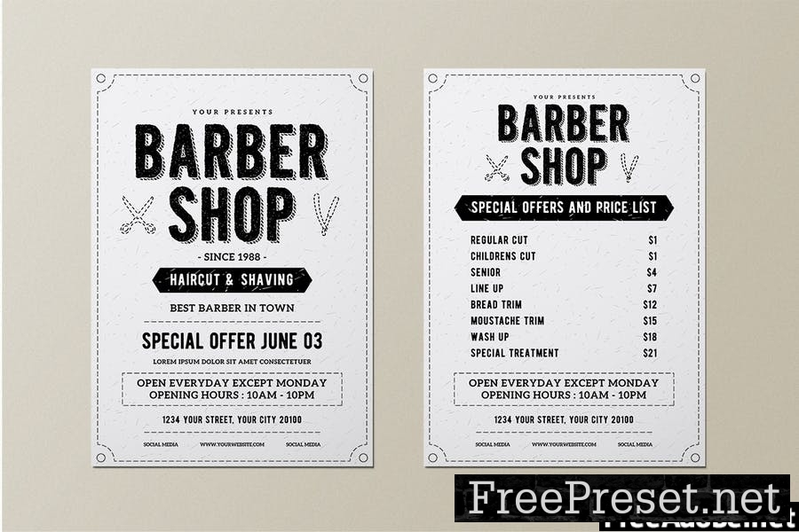 Vintage Barber Shop Flyer Menu