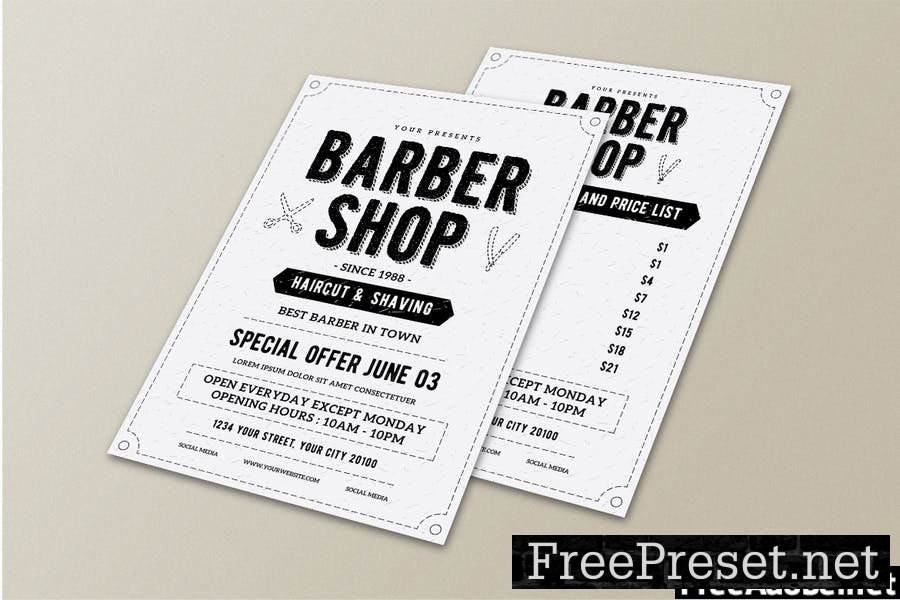 Vintage Barber Shop Flyer Menu