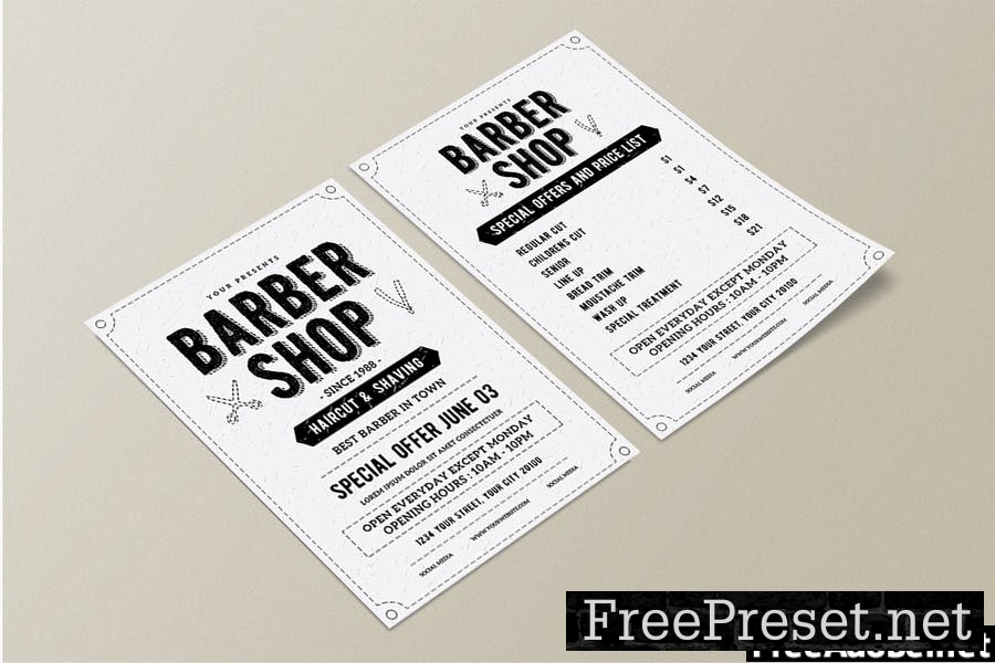 Vintage Barber Shop Flyer Menu