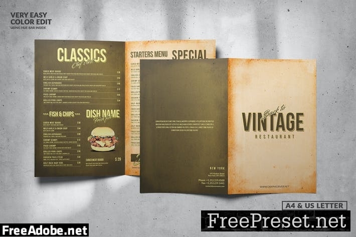 Vintage Bifold Food Menu Design LTRDUQK