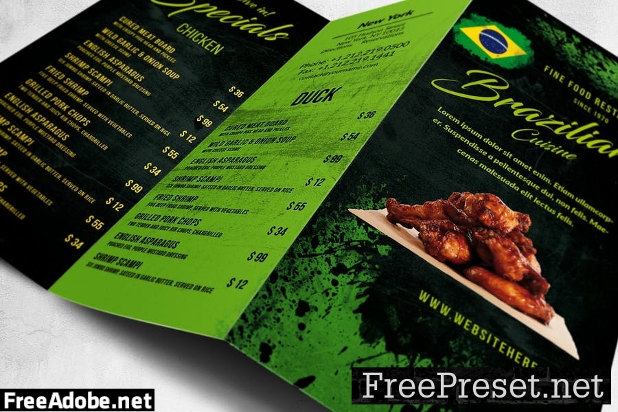 Vintage Brazilian Food Menu Design A4 & US Letter