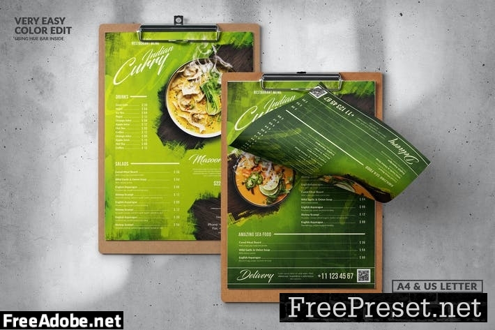 Vintage Green Food Menu Design A4 & US Letter 8AMBGUT