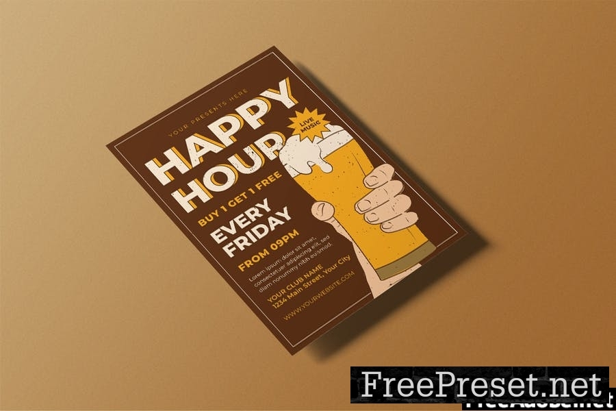 Vintage Happy Hour Flyer