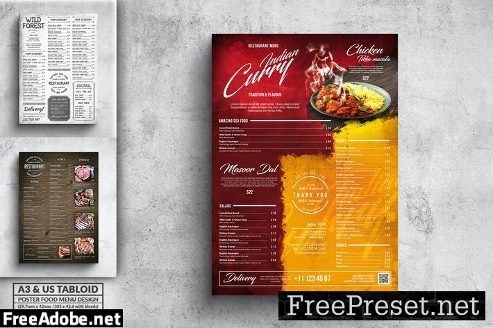 Vintage Poster Food Menu Bundle - A3 & US Tabloid PBV5GBK