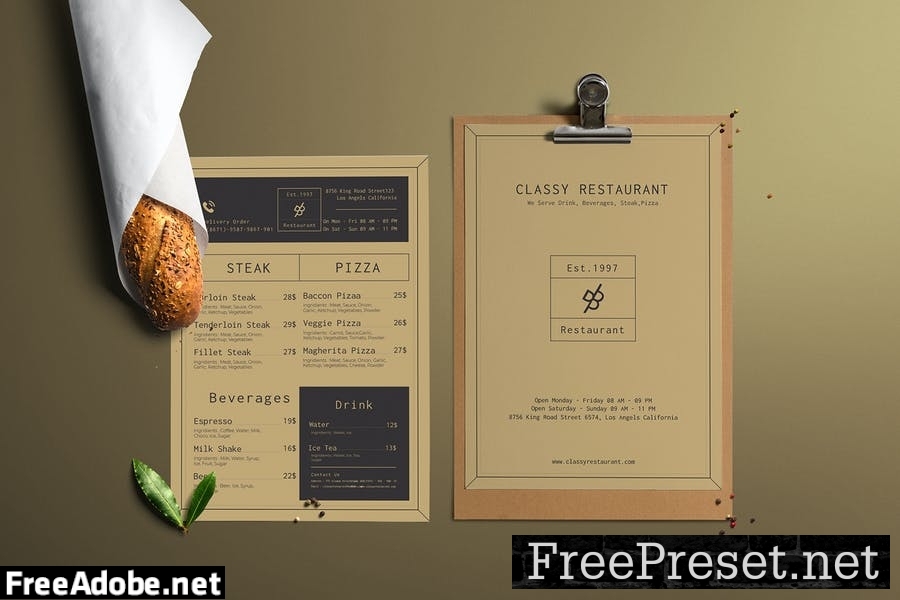 Vintage | Restaurant Menu G9DZ36F