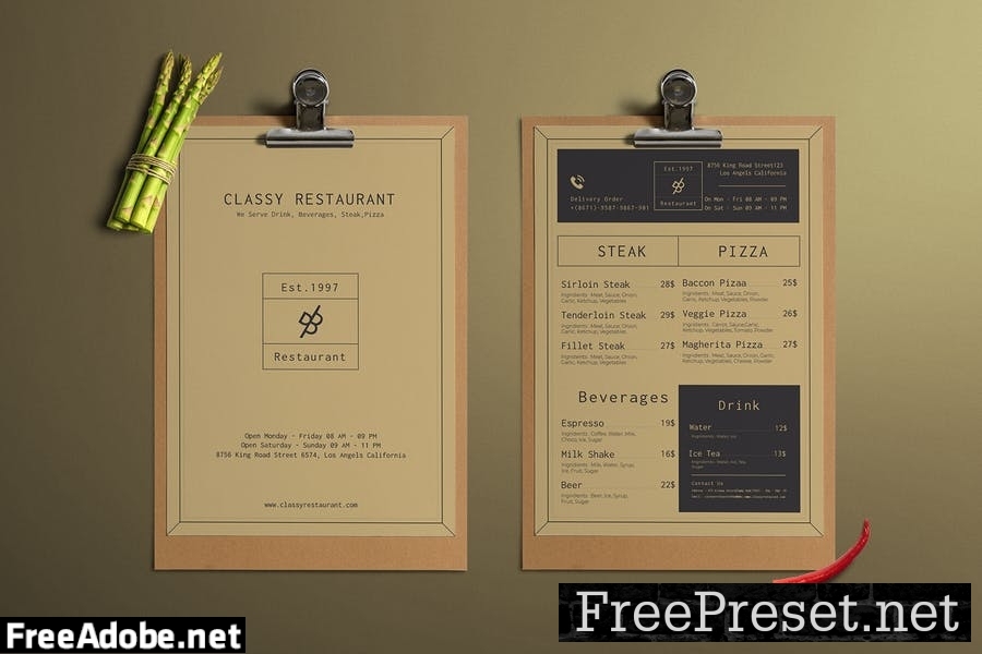 Vintage | Restaurant Menu G9DZ36F