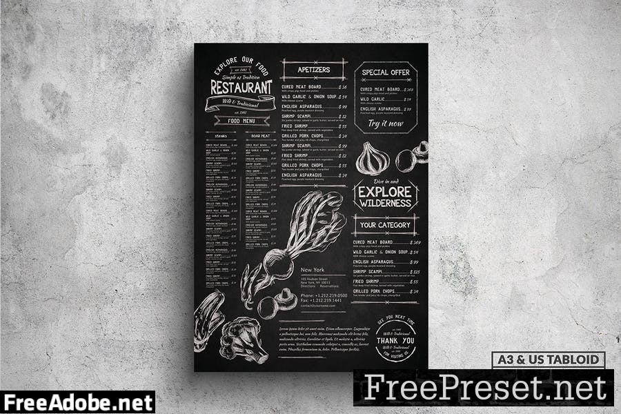 Vintage Sketch Poster Food Menu - A3 & US Tabloid