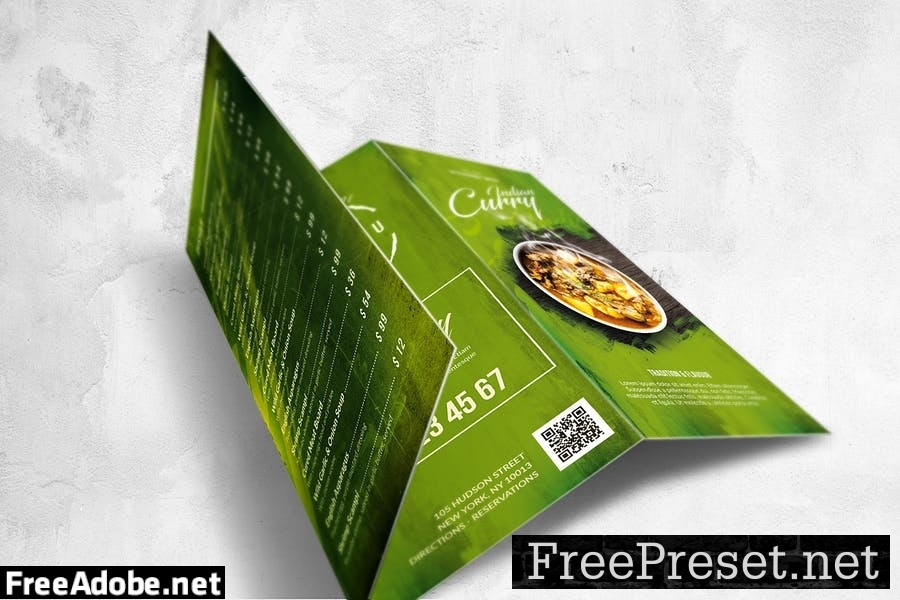 Vintage Trifold Food Menu Design A4 & US Letter 5XYUJWZ