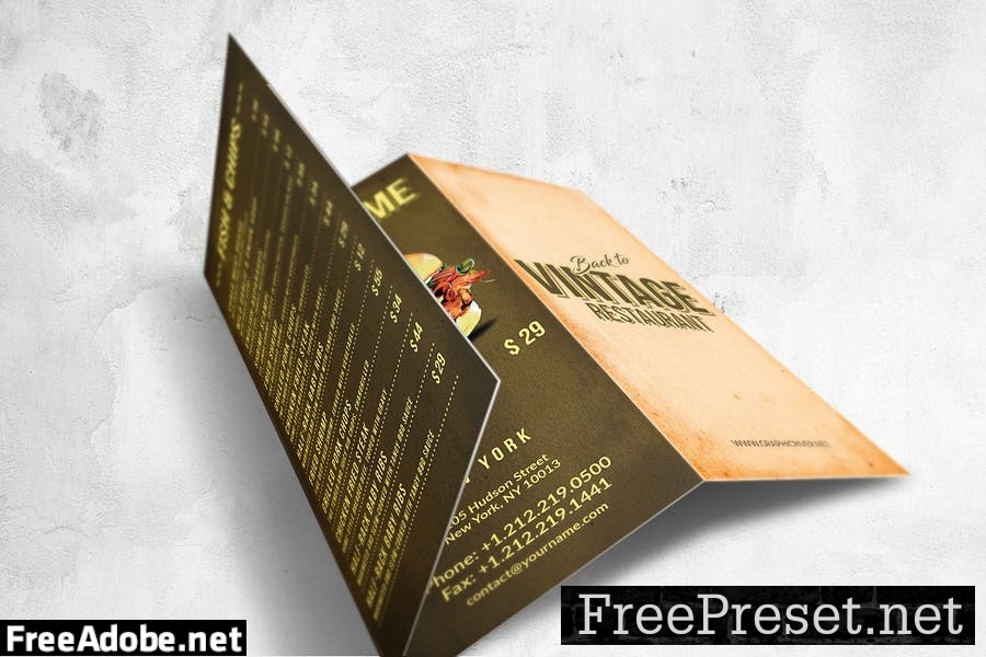 Vintage Trifold Food Menu Design KHWVGPT