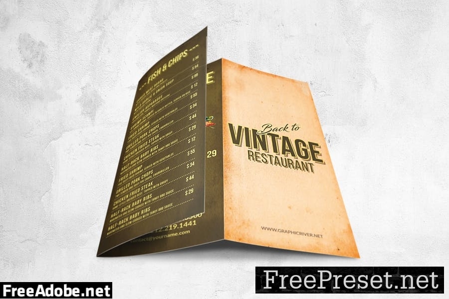 Vintage Trifold Food Menu Design KHWVGPT