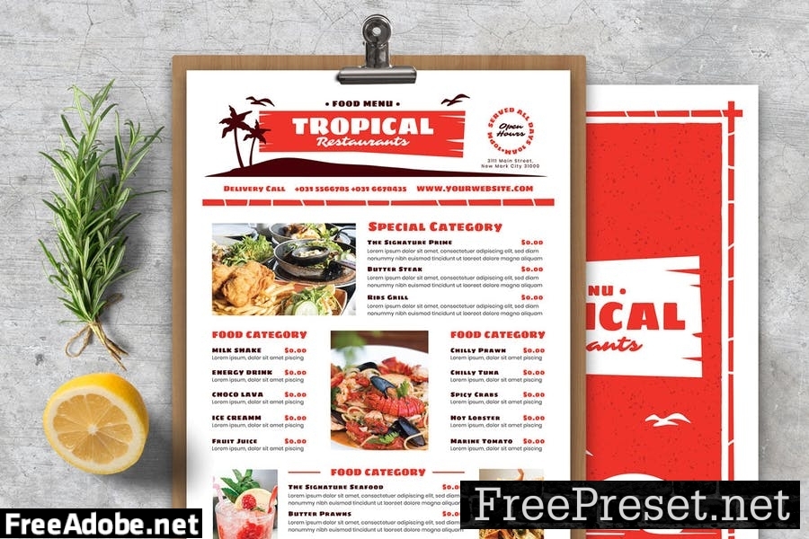 Vintage Tropical Food Menu RDSP99H