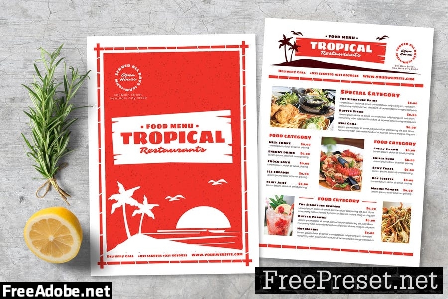 Vintage Tropical Food Menu RDSP99H