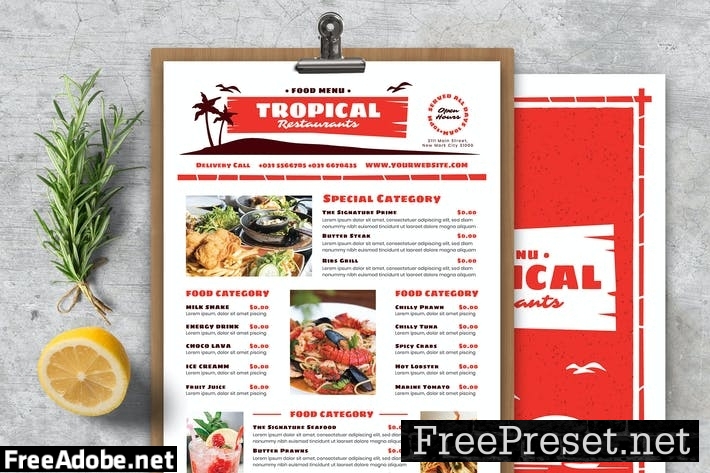 Vintage Tropical Food Menu RDSP99H