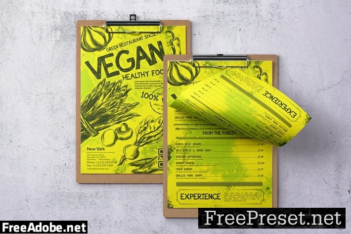 Vintage Vegan Single Page Menu A4 & US Letter WTQG6HG