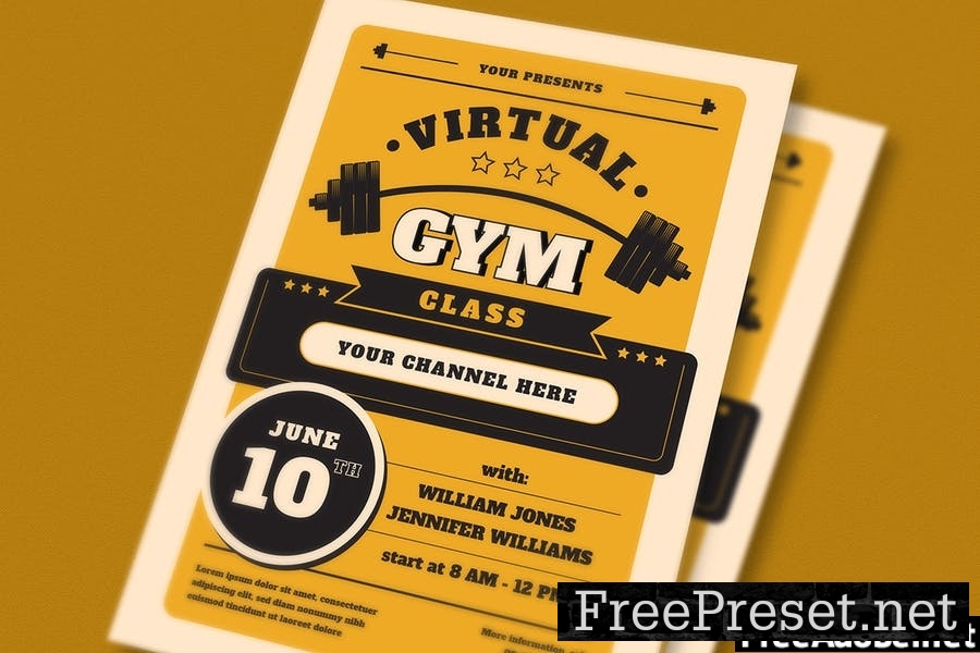 Virtual Gym Class Event Flyer Set