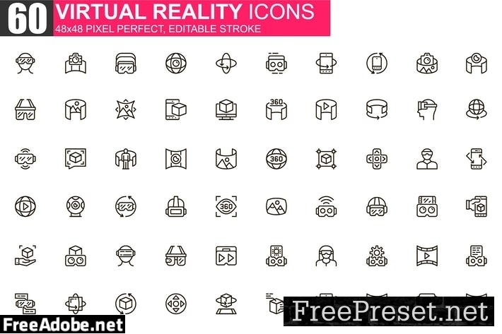 Virtual Reality Thin Line Icons Pack NHJ5UWF