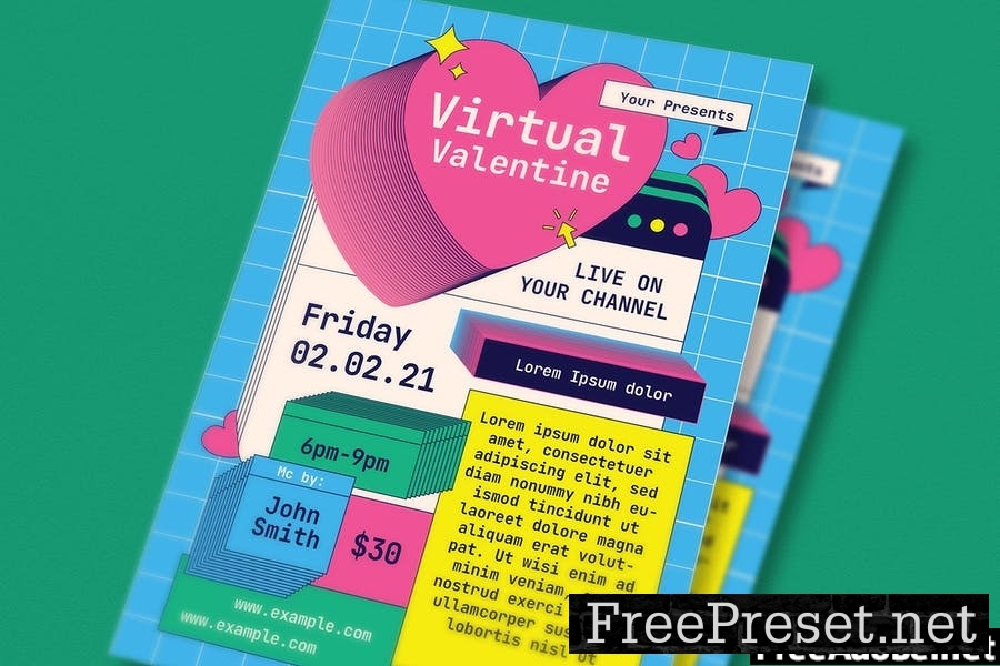 Virtual Valentine Event Flyer Set