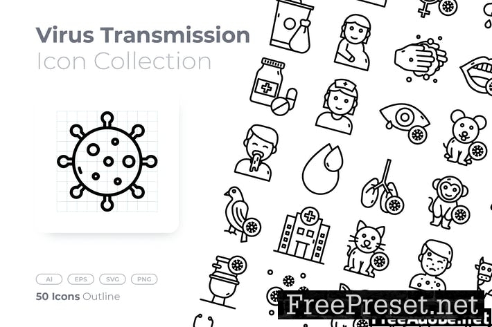 Virus Transmission Outline Icon CJXCDBC