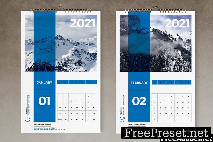 Wall Calendar 2021 Template