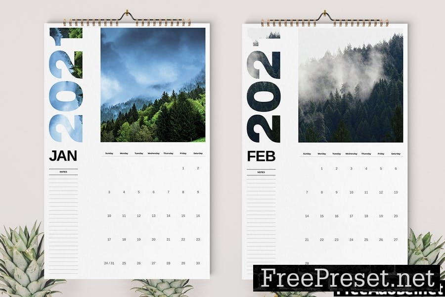 Wall Calendar 2021 Template VGMESZA