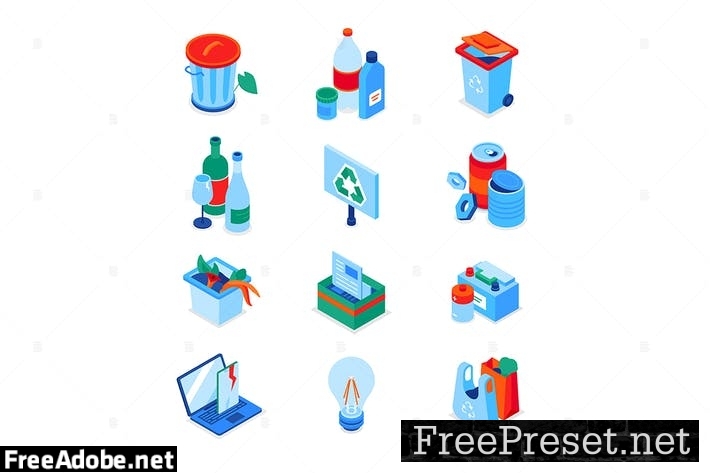 Waste sorting - modern colorful isometric icons ZHGNNPH