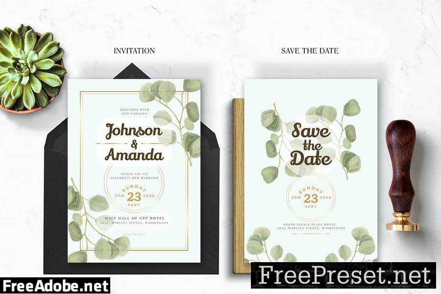 Watercolor Eucalyptus - Wedding Invitation 9VRGYVP