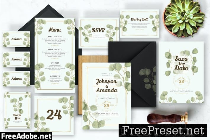 Watercolor Eucalyptus - Wedding Invitation 9VRGYVP