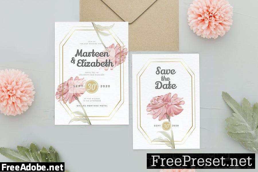 Watercolor Feminine Flower - Wedding Invitation 2ZEQFGH