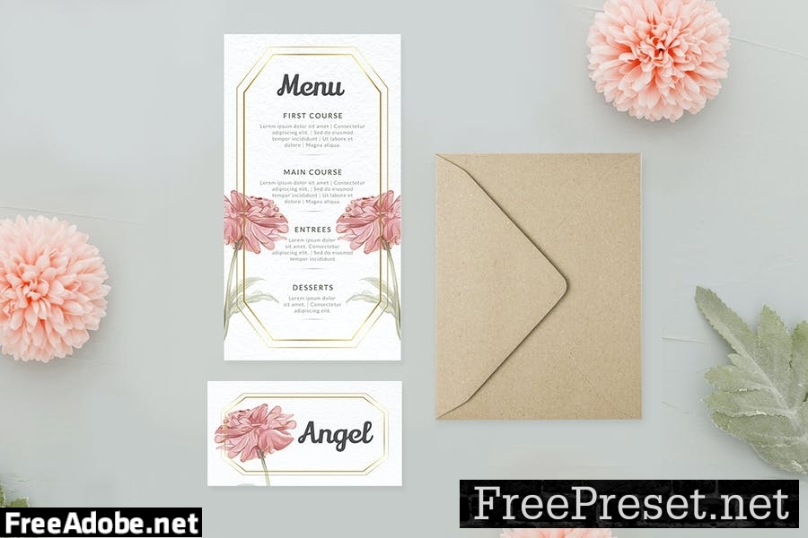 Watercolor Feminine Flower - Wedding Invitation 2ZEQFGH