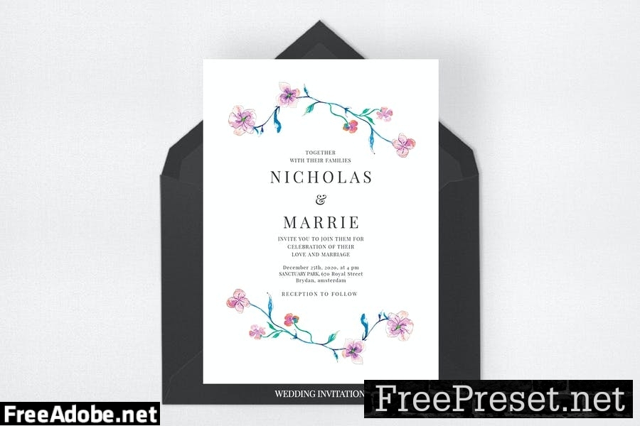 Watercolor Floral Wedding Suite