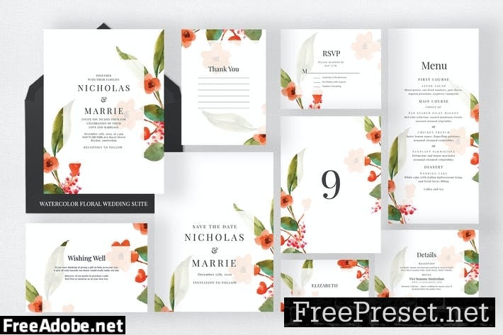 Watercolor Floral Wedding Suite AAZYWRP