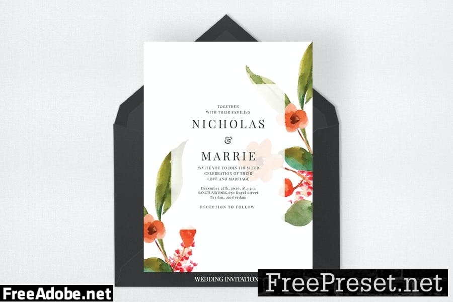 Watercolor Floral Wedding Suite