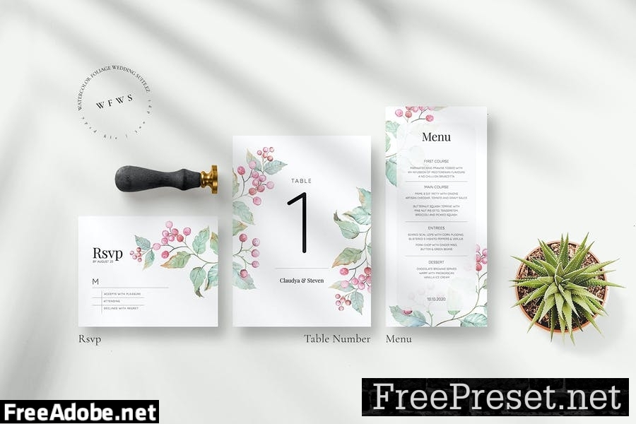 Watercolor Foliage Wedding Suite EZ