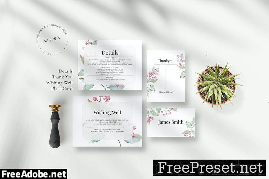 Watercolor Foliage Wedding Suite EZ