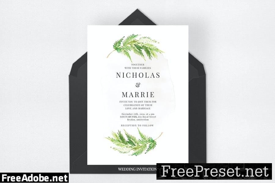 Watercolor Leaf Wedding Suite