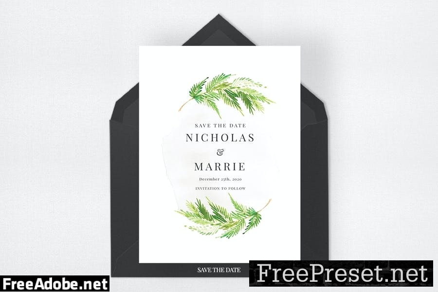 Watercolor Leaf Wedding Suite