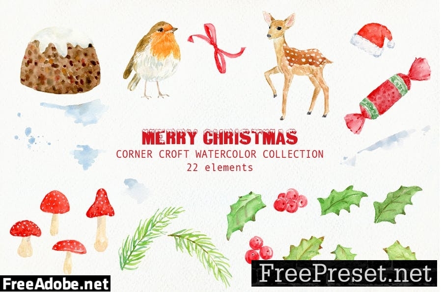 Watercolor Merry Christmas Cards