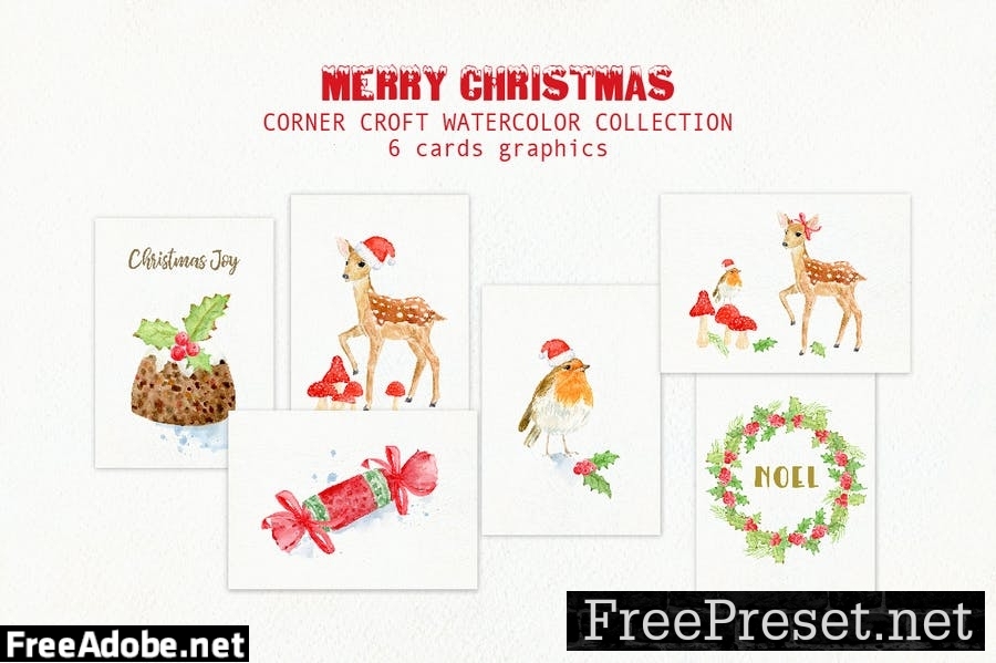 Watercolor Merry Christmas Cards