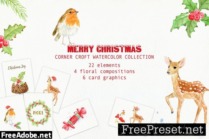 Watercolor Merry Christmas Cards 7FURMFW