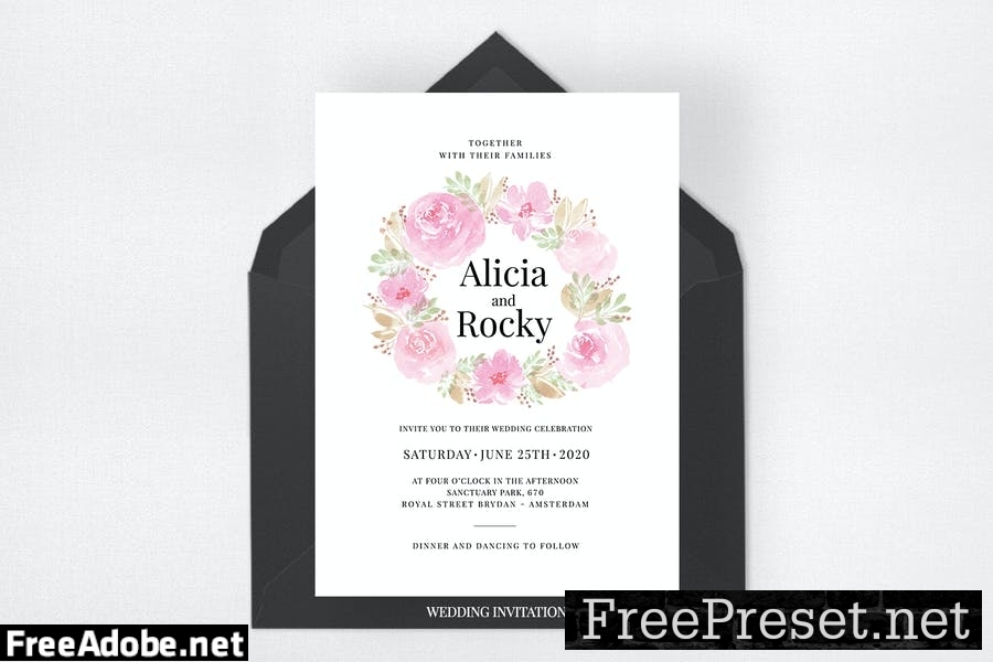 Watercolour Floral Invitation Suite