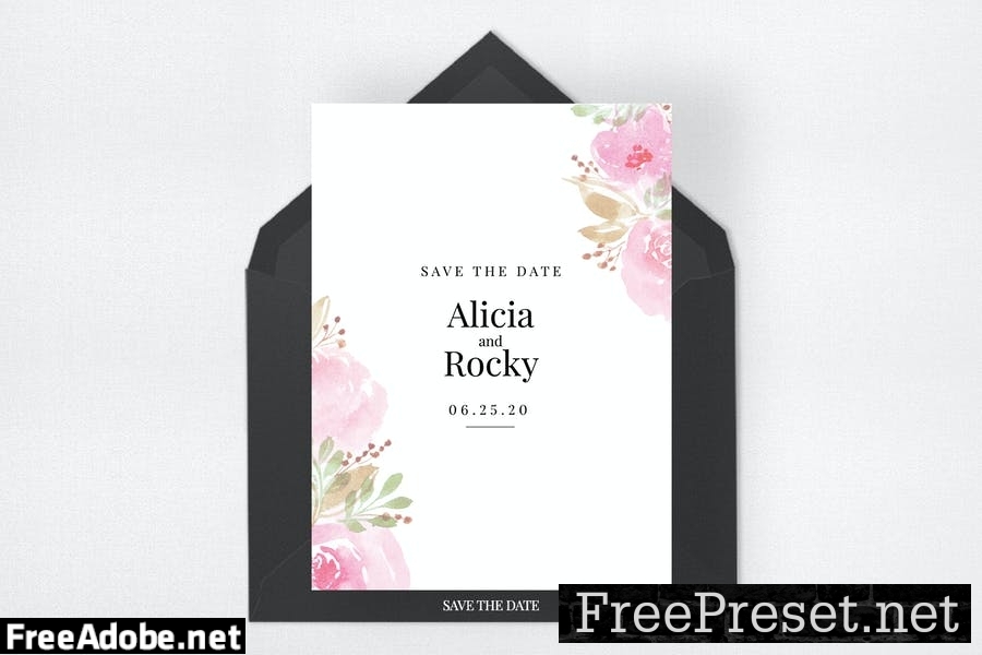 Watercolour Floral Invitation Suite