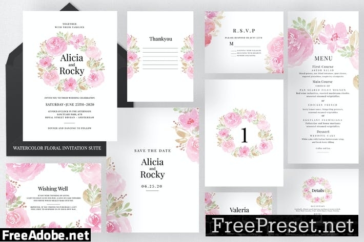 Watercolour Floral Invitation Suite JDFUFH8