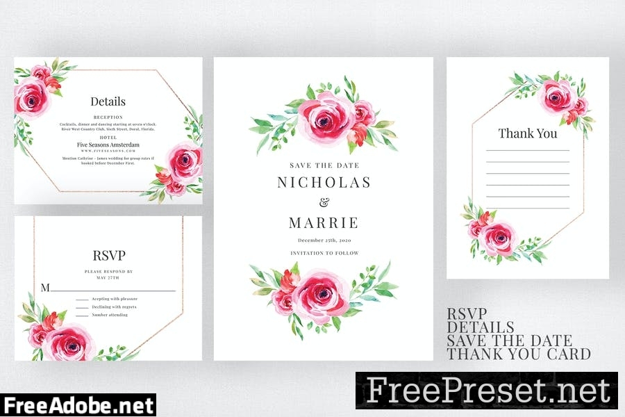 Watercolour Floral Wedding Suite