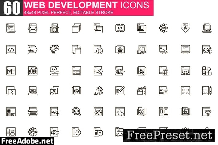 Web Development Thin Line Icons Pack GFSPJ2Y