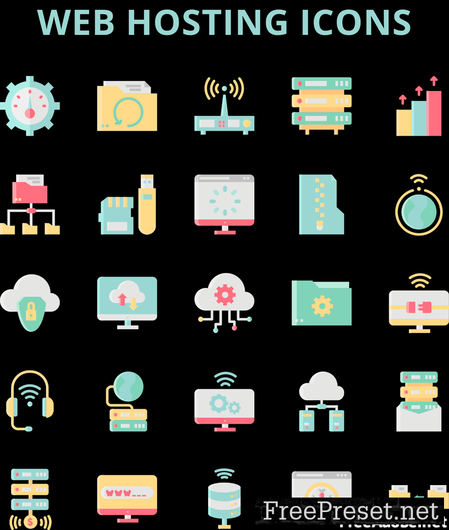 Web Hosting Icons Set