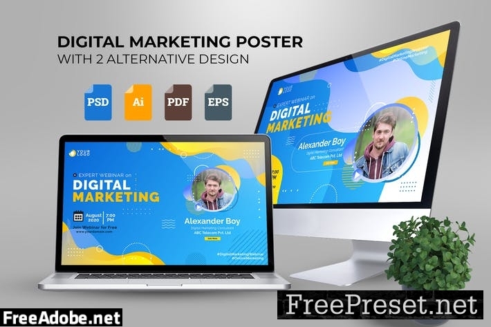 Webinar Digital Marketing Poster Template Vol. 01 DJH3DL4