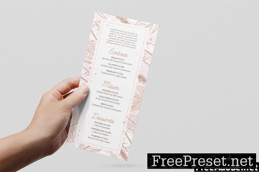 Wedding Invitation & Menu Template