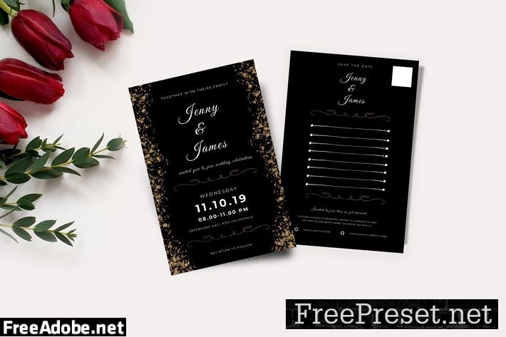 Wedding Invitation & RSVP Cards VYZG3K