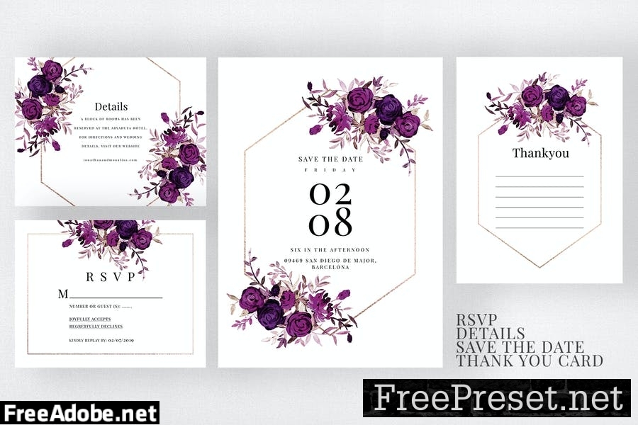 Wedding Invitation Suite - Burgundy