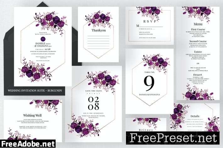 Wedding Invitation Suite - Burgundy SFVJD4W